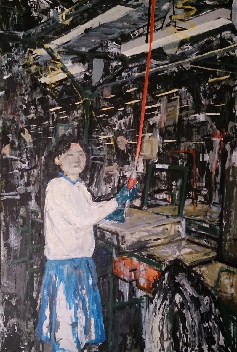 Andrew Duong, My mother’s first job in Australia 2016
acrylic on MDF
90 x 60 cm
