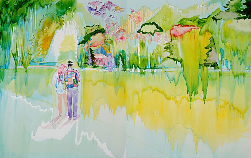 Valentina Palonen, Hunting the far mountain 2015
oil on canvas (diptych)
152.5 x 244 cm
