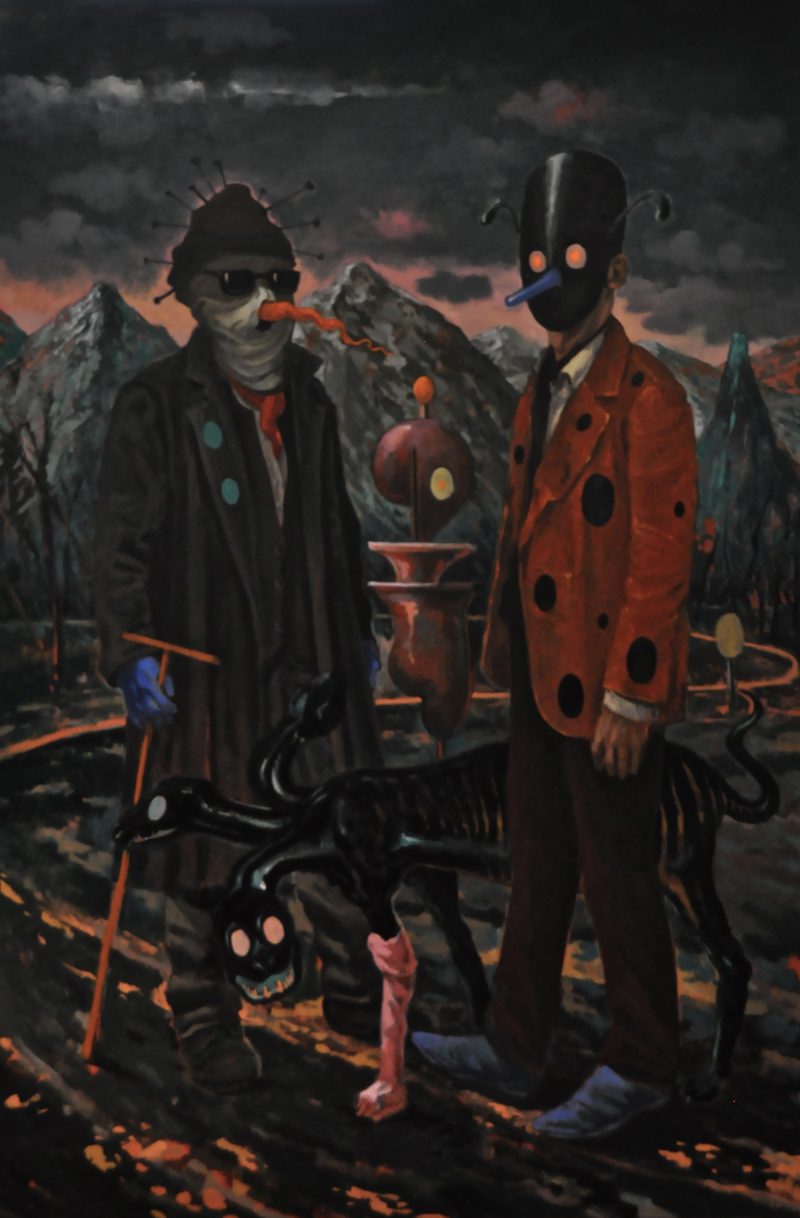Michael Vale, The interlopers (blue suede shoes) 2015
oil on linen
152 x 101 cm
