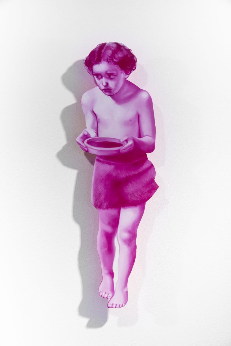 Saffron Newey, St. John the Baptist as a boy (after Millais) 2020
oil on board
51 x 15 cm
